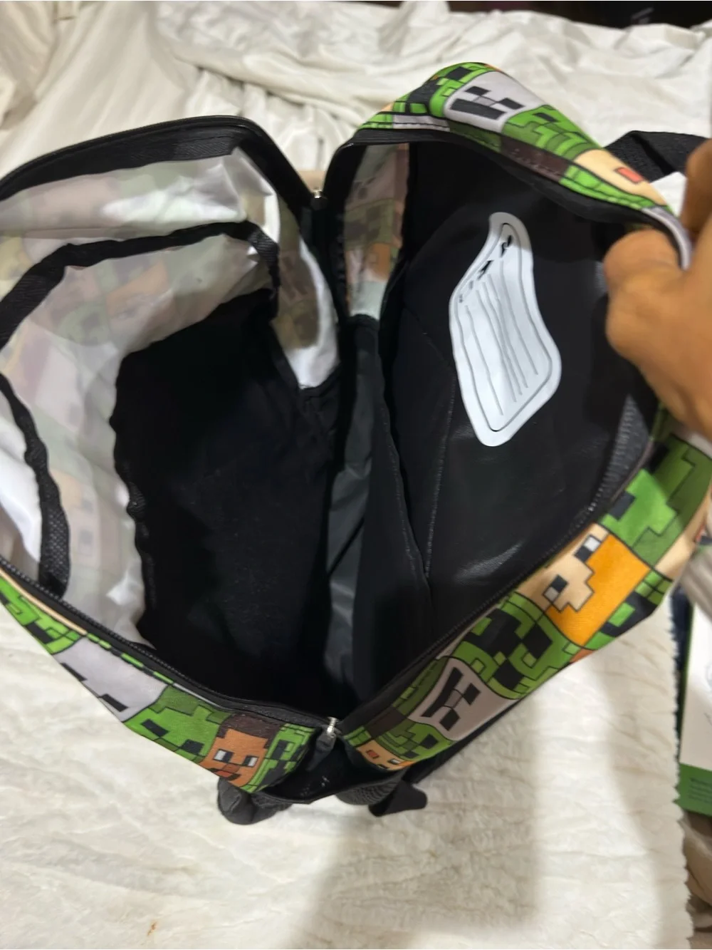 Minecraft Creeper Print Kids Backpack - Green & Black New No Tag